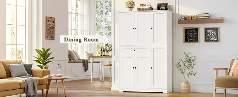 【2-package shipping 】HOSTACK 68" Tall Kitchen Pantry Storage Cabinet, Modern Kitchen Hutch Cabinet with Doors and Shelves, Freestanding Food Pantry with Large Storage Drawer