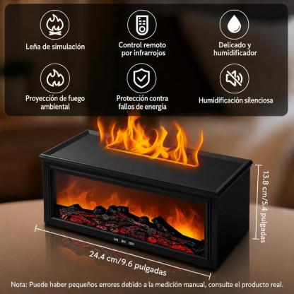 Fuego de Chimenea Humidificador con Luz LED y Control Remoto Purificador de Aire para Hogar y Día del Padre Regalo de Aromaterapia Dual Función con Aceites Esenciales