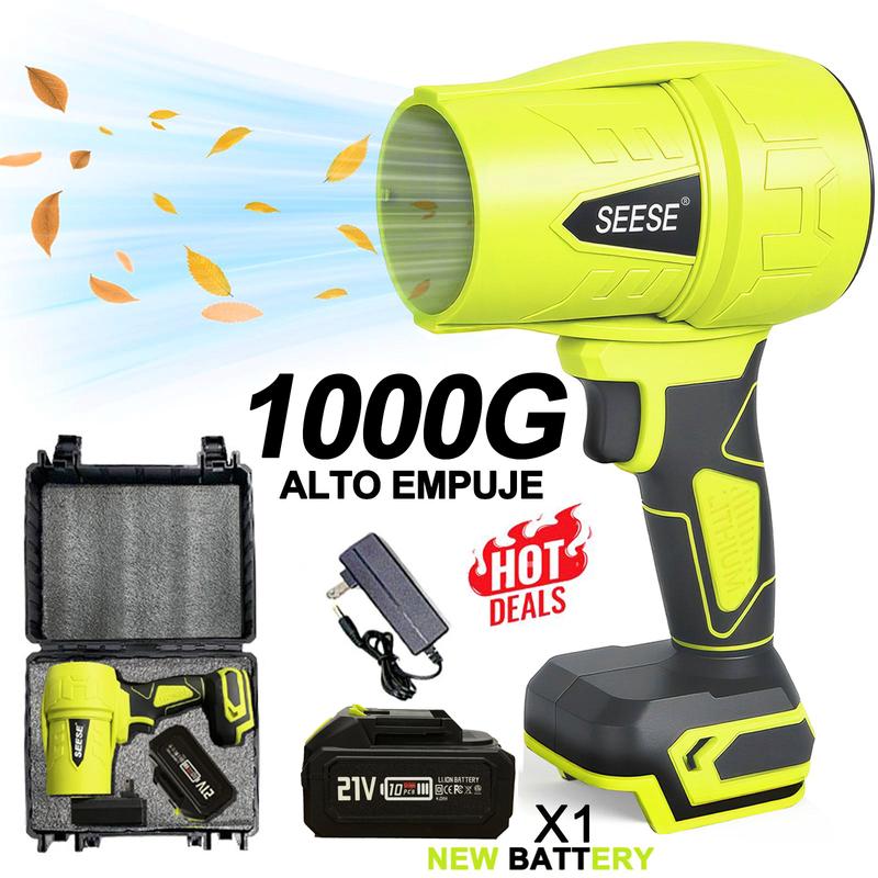 SEESE Soplador Inalámbrico Turbo Jet | Ventilador Turbo Potente + Soplador de Nieve Portátil | Motor de Cobre Puro | Ideal para Secado y Limpieza de Autos, Hogar, Jardín, Parrilladas y Eliminación de Hojas y Polvo | Regalo Ideal para Festividades
