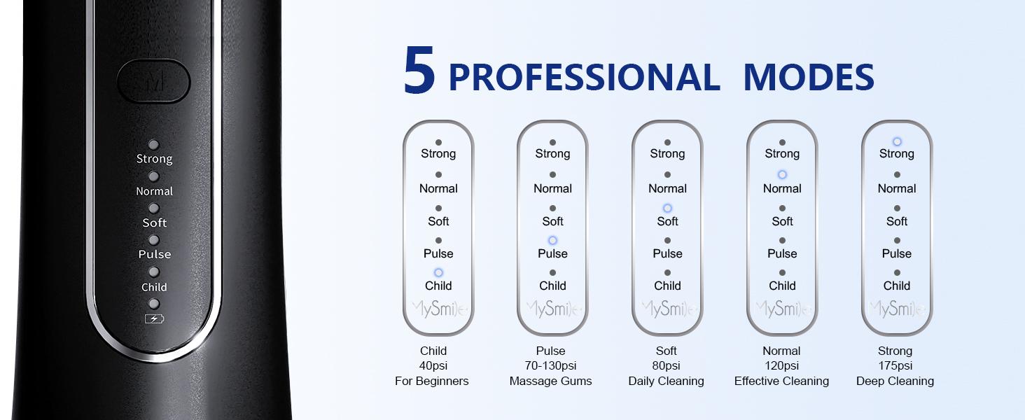 MySmile Cordless Water Flosser (260ml) - 5 Modes & 8 Jet Tips | Portable Oral Care for Braces & Travel