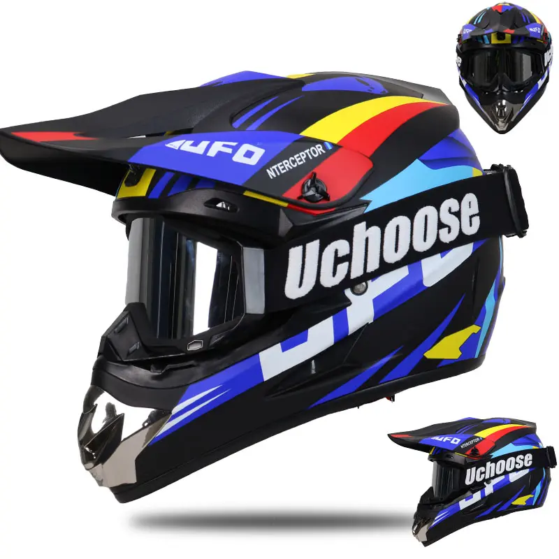 Casco de moto todoterreno, casco de rally de montaña, visera desmontable y ligera, diseño compacto, incluye gafas protectoras.
