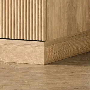 FUSOU 71'' Tall Storage Kitchen Pantry Cabinet with Adjustable Shelves&Fluted Door, 5-Tier Cabinet for Living Room Kitchen Dinning Room Bedroom, Oak