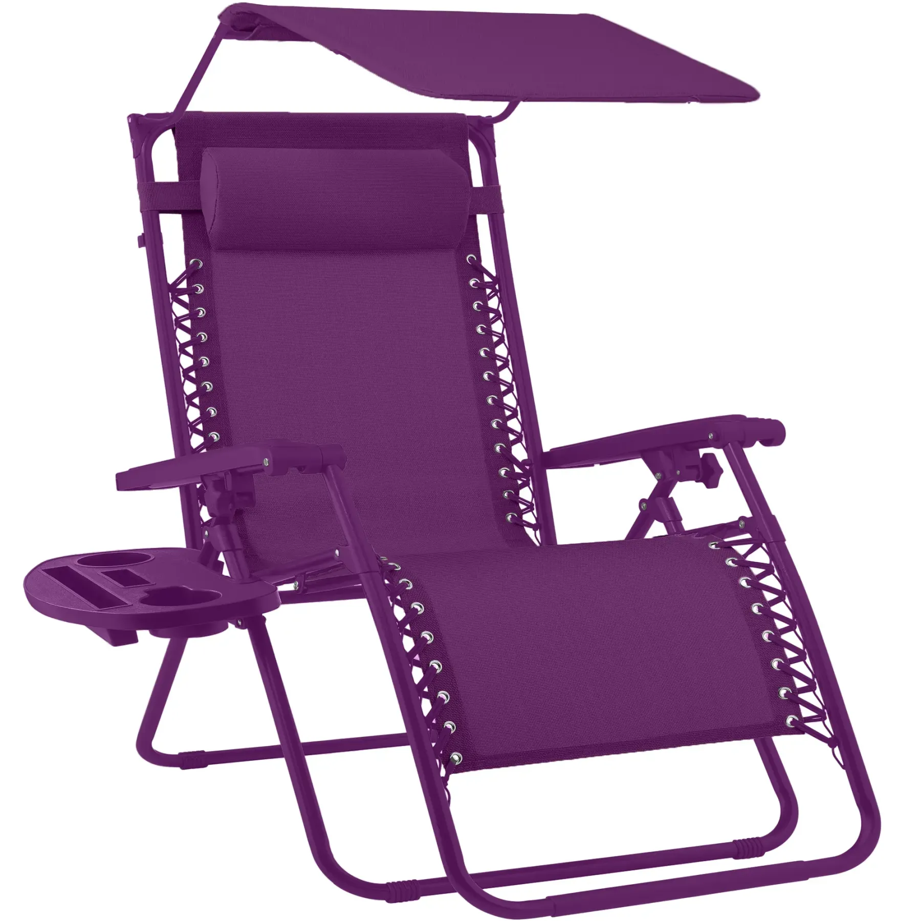 Best Choice Products — Tumbona reclinable plegable de gravedad cero para patio, con toldo, reposacabezas y bandeja