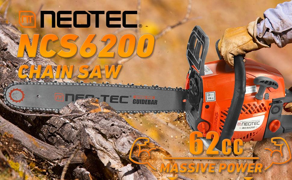 NEOTEC 58cc/62cc Gas-Powered Chainsaw with 25:1 Gas/Oil Mix, Lightweight Portable Design for Easy Cutting Wood in Outdoor Garden NEOTEC 58cc/62cc Gas-Powered Chainsaw with 25:1 Gas/Oil Mix, Lightweight Portable Design for Easy Cutting Wood in Outdoor Garden