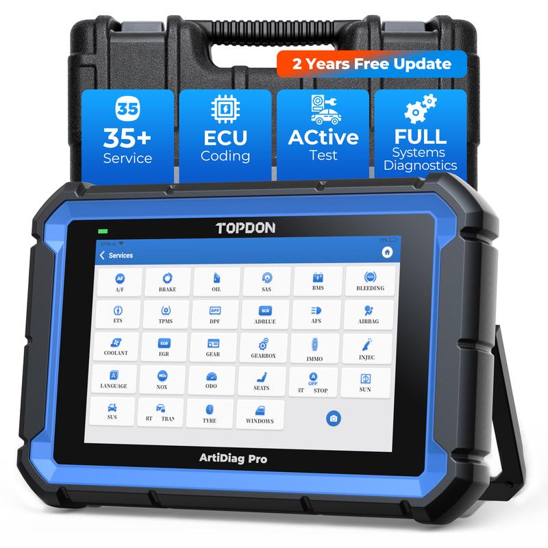 TOPDON ArtiDiag Pro: Herramienta de diagnóstico automotriz con codificación en línea, diagnóstico completo de sistemas a nivel OE, más de 35 funciones de mantenimiento, escáner OBD2, 2 años de actualizaciones gratuitas y comprobador de relés.