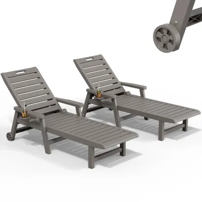 RIWENGO - Juego de 2 tumbonas para patio; sillas reclinables ajustables para exteriores, ideales para piscina, jardín, patio trasero o terraza.