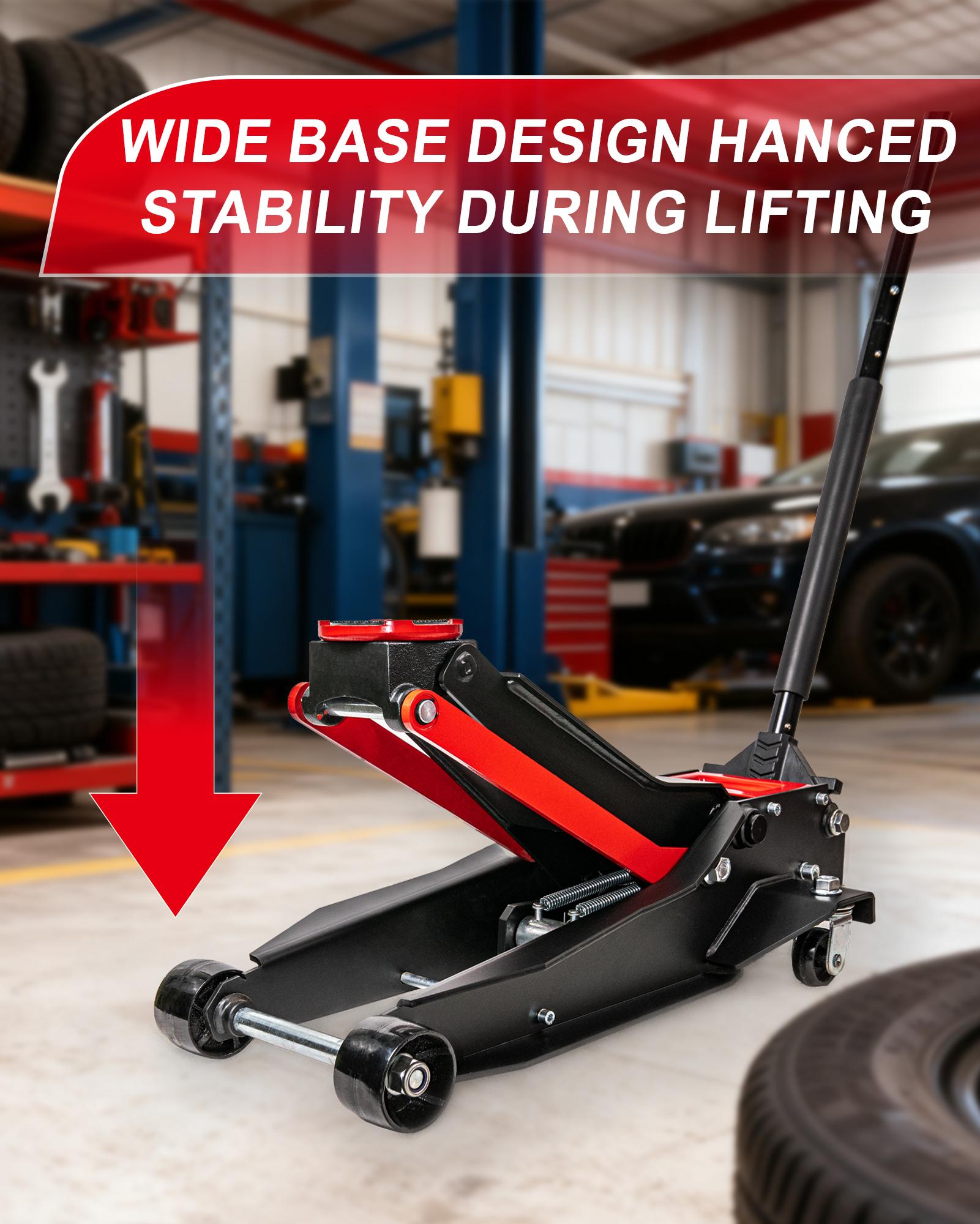 with detachable lifting tray 4 Ton Low Profile Racing Floor Jack, Dual Pump Fast Lift Alloy Steel 4 Ton Floor Jack for Car, SUV and Truck, 100mm&ndash;680mm (4"&ndash;26.8") Lift Range Heavy Duty Car Jack Hydraulic