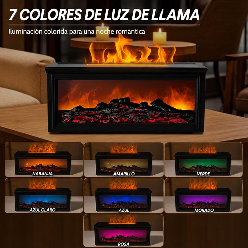Fuego de Chimenea Humidificador con Luz LED y Control Remoto Purificador de Aire para Hogar y Día del Padre Regalo de Aromaterapia Dual Función con Aceites Esenciales