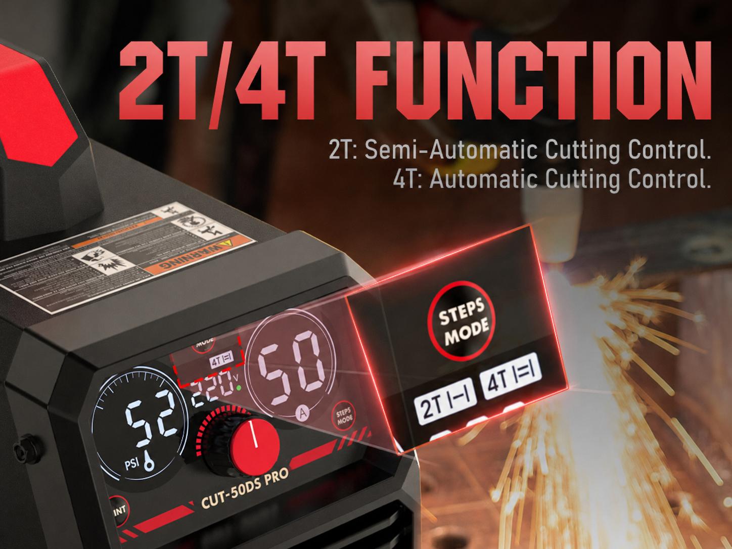 YESWELDER CUT-50DS-PRO 50Amp 110/220V Digital Display Plasma Cutter Full Kit with Adjustable Output, 2T/4T Function, 16/25" Max Cut - Tools and Gadgets, Work Tools for Construction