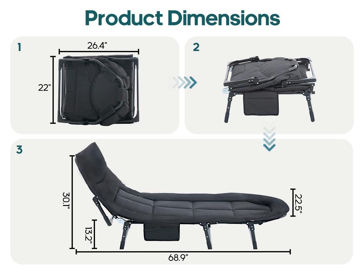 【Deal】Camping Cot for Adults, 6 Angle Adjustable Folding Camping Bed with Mattress, Foldable Camping Bed for Camp, Office, Outdoor, Lightweight Camping Cot Supports 450 lbs