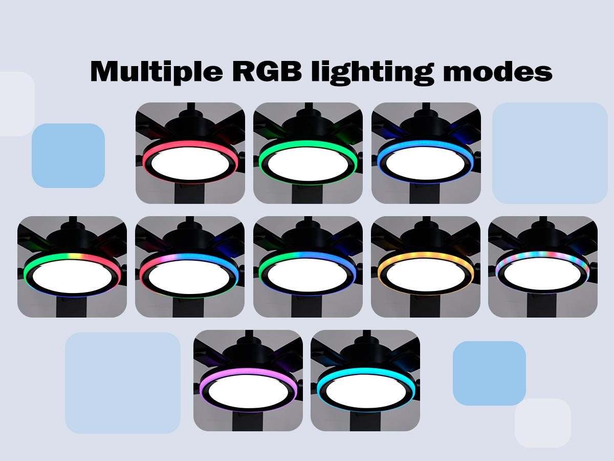 BAYSQUIRREL 52" Ceiling Fan with Lights, Multifunctional Ambient Lights, RGB Bluetooth Speaker, 6-Speed Reversible Motor, Full-Spectrum Lighting, Smart Lighting Solutions BAYSQUIRREL 52" Ceiling Fan with Lights, Multifunctional Ambient Lights, RGB Bluetooth Speaker, 6-Speed Reversible Motor, Full-Spectrum Lighting, Smart Lighting Solutions