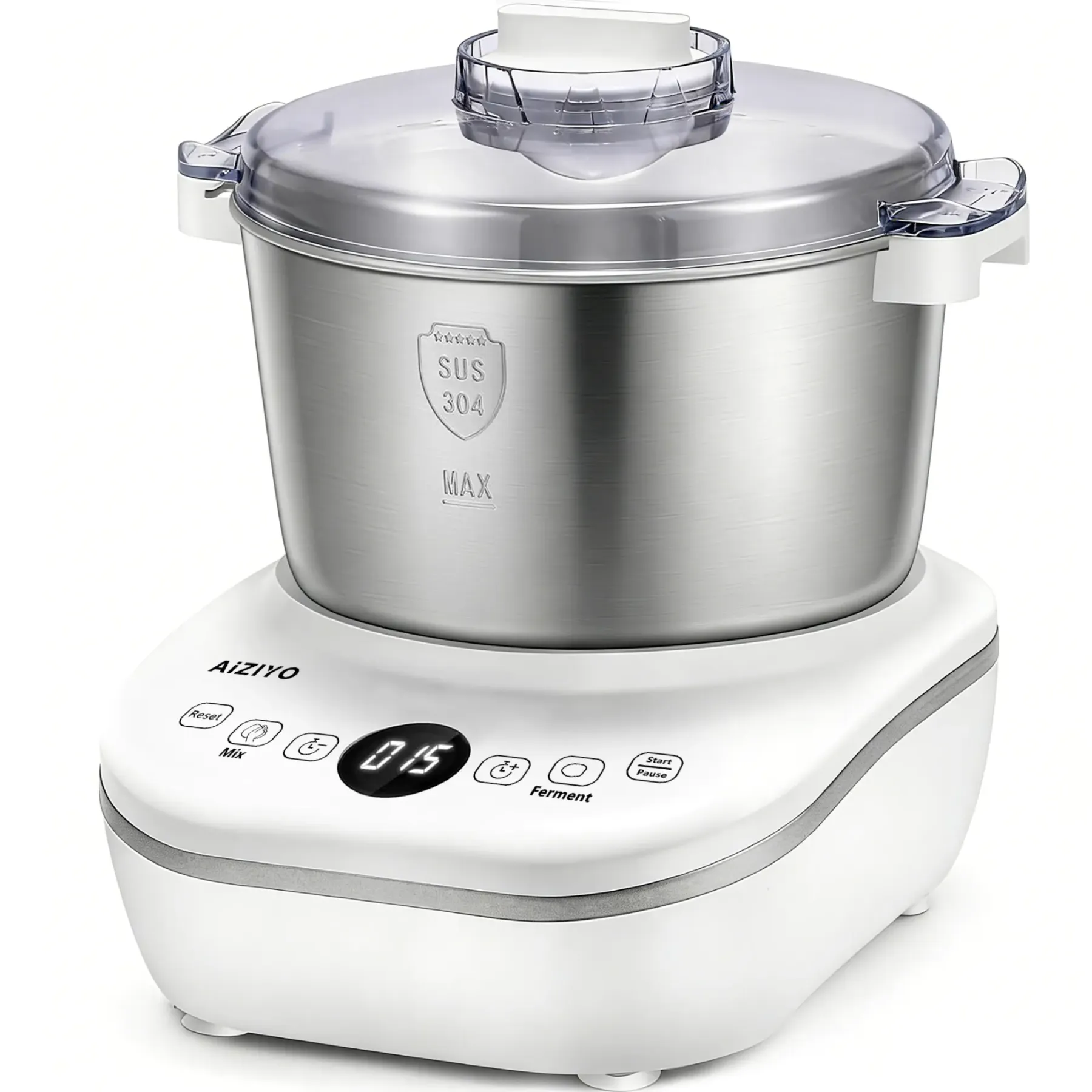 AIZIYO DoughChief — Mezcladora de masa eléctrica de 7 cuartos con función de fermentación, máquina de amasar con recipiente de acero inoxidable 304, control por microcomputadora, panel táctil frontal y fácil limpieza (Ideal para pan y pizza)