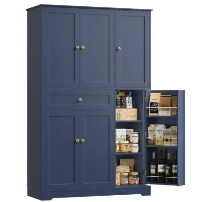 Armario despensero de cocina de 68 pulgadas de alto, mueble despensero moderno con puertas y estantes, despensa independiente con cajón de gran capacidad.