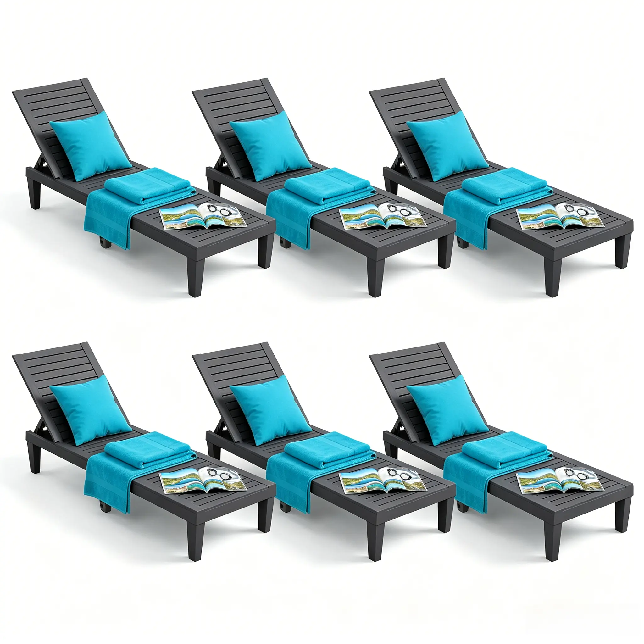 RIWENGO - Juego de 2 tumbonas para patio; sillas reclinables ajustables para exteriores, ideales para piscina, jardín, patio trasero o terraza.