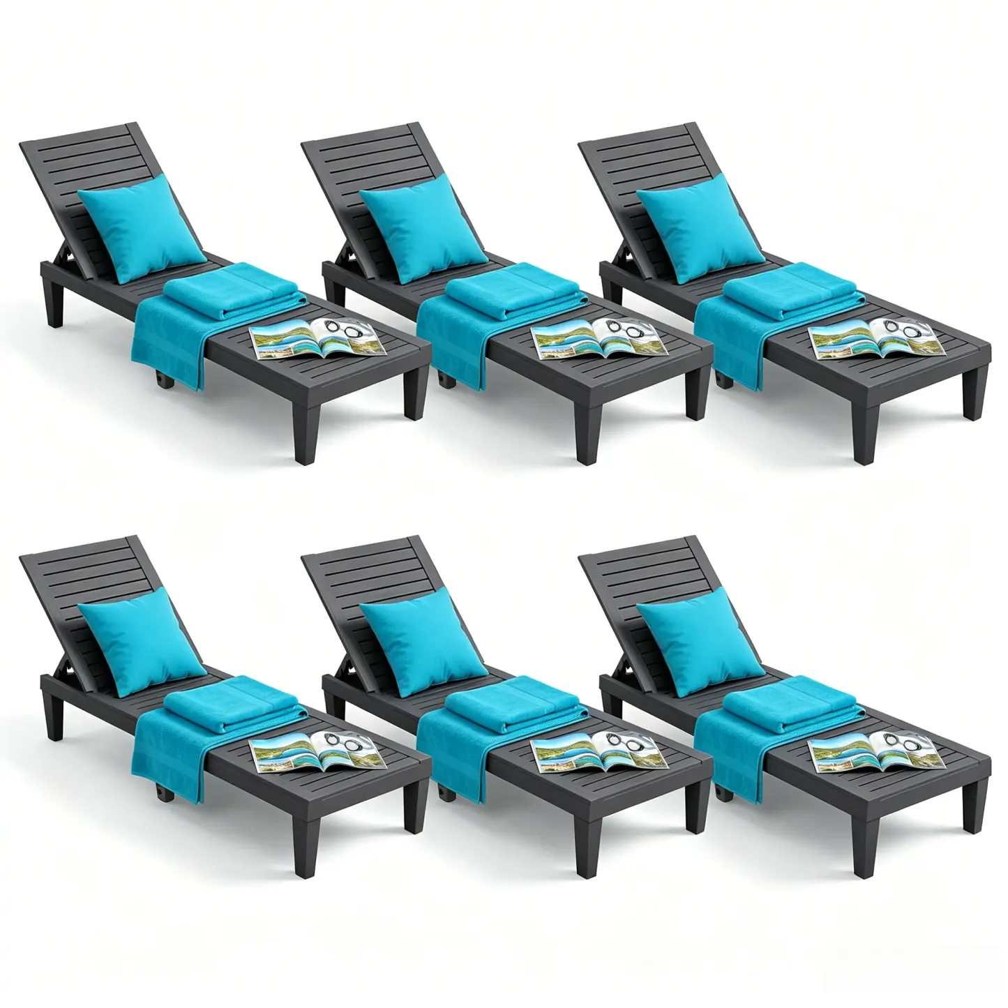 RIWENGO - Juego de 2 tumbonas para patio; sillas reclinables ajustables para exteriores, ideales para piscina, jardín, patio trasero o terraza.