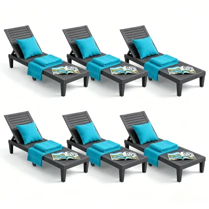 RIWENGO - Juego de 2 tumbonas para patio; sillas reclinables ajustables para exteriores, ideales para piscina, jardín, patio trasero o terraza.