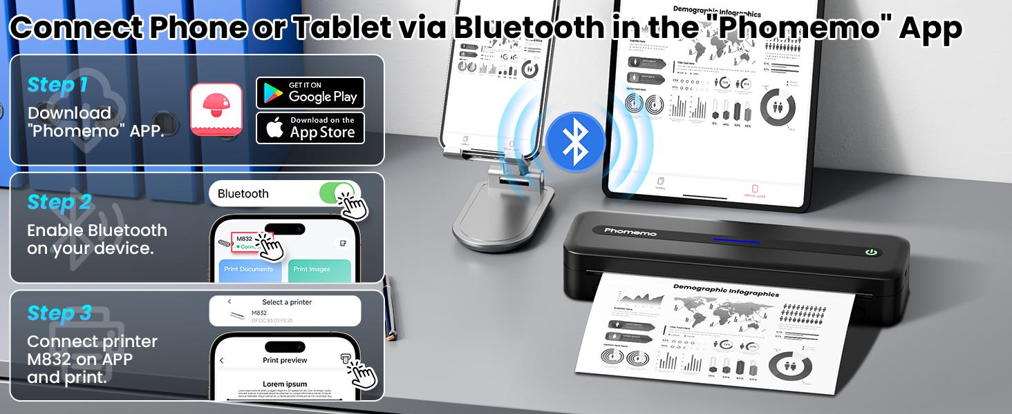 【DealsForYouDays】Phomemo A4 Portable Thermal Printer, M832 Inkless Bluetooth Thermal Printer, Wireless Mini Printer, Support 8.5'' x 11'' US Letter & A4 Paper, Compatible with iPhone Android Laptop for Mobile Office Home & Travel, Compact Thermal Printing 【DealsForYouDays】Phomemo A4 Portable Thermal Printer, M832 Inkless Bluetooth Thermal Printer, Wireless Mini Printer, Support 8.5'' x 11'' US Letter & A4 Paper, Compatible with iPhone Android Laptop for Mobile Office Home & Travel, Compact Thermal Printing