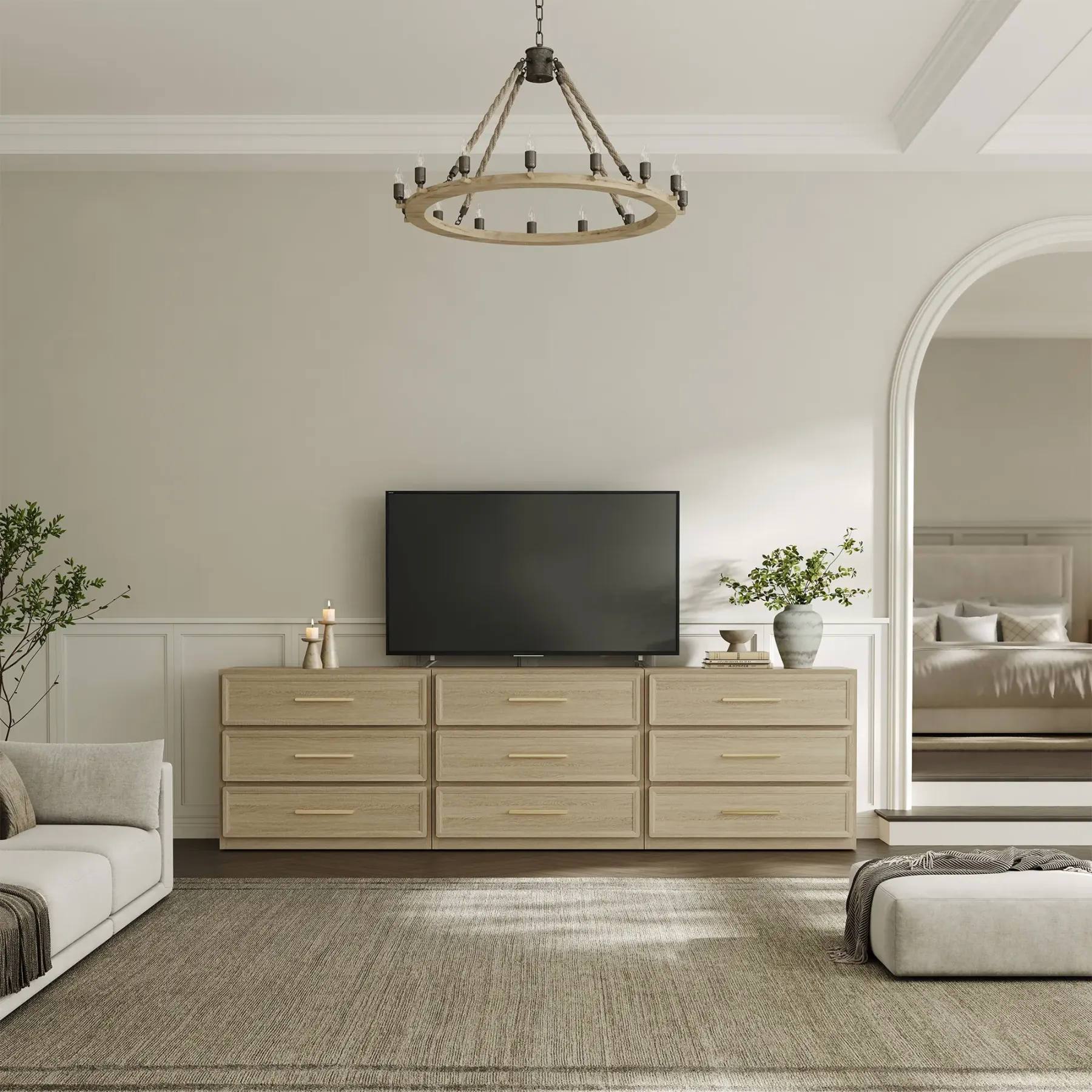 Mesita de noche alta extragrande SICOTAS con 3 cajones de almacenamiento y tiradores dorados, mesa auxiliar moderna para el hogar/dormitorio, ideal para la mesita de noche o la habitación infantil. Requiere montaje. Mueble de interior impermeable.
