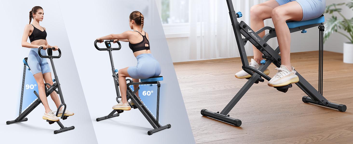 Merach 2-in-1 Squat Rowing Machine, Adjustable Resistance Glutes Leg Workout Equipment with LCD Monitor, 350LBS Capacity Home Gym Exercise for Women Summervibes