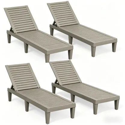 RIWENGO - Juego de 2 tumbonas para patio; sillas reclinables ajustables para exteriores, ideales para piscina, jardín, patio trasero o terraza.