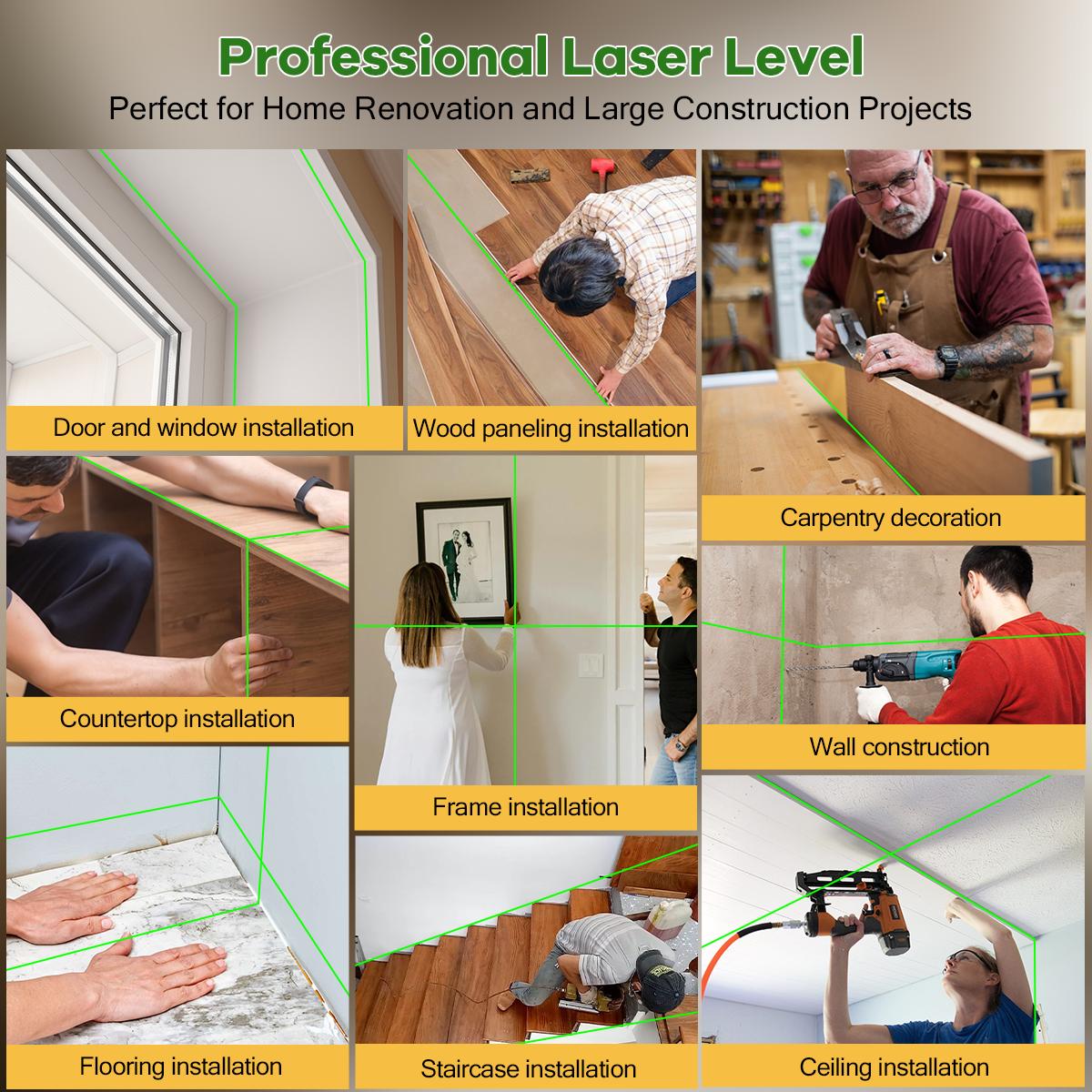 SOARFLY X16 Laser Level with Tripod, 4 x 360 Self Leveling Line Laser, 16 Lines 4D Green Laser, Cross Lines Tool with 2 Batteries for Tile, Picture Hanging, Home Renovation