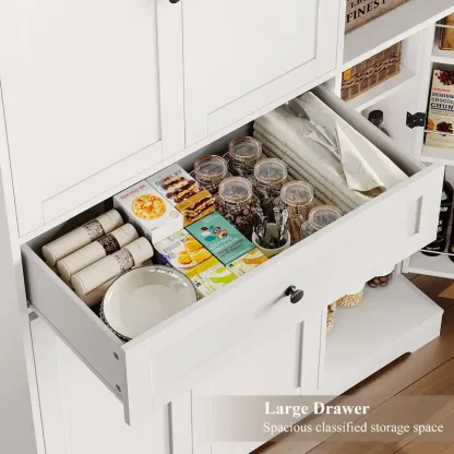 Armario despensero de cocina de 68 pulgadas de alto, mueble despensero moderno con puertas y estantes, despensa independiente con cajón de gran capacidad.