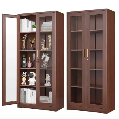 POLUP Armario independiente, resistente e impermeable de 71 pulgadas: vitrina rectangular de vidrio con puerta con cerradura, estructura metálica y puerta de cristal, 4 estantes ajustables, base plana, decoración moderna para el hogar; mueble de almacenam