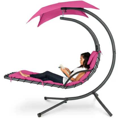 Best Choice Products — Tumbona colgante curva tipo columpio para patio o jardín, con almohada, toldo y soporte