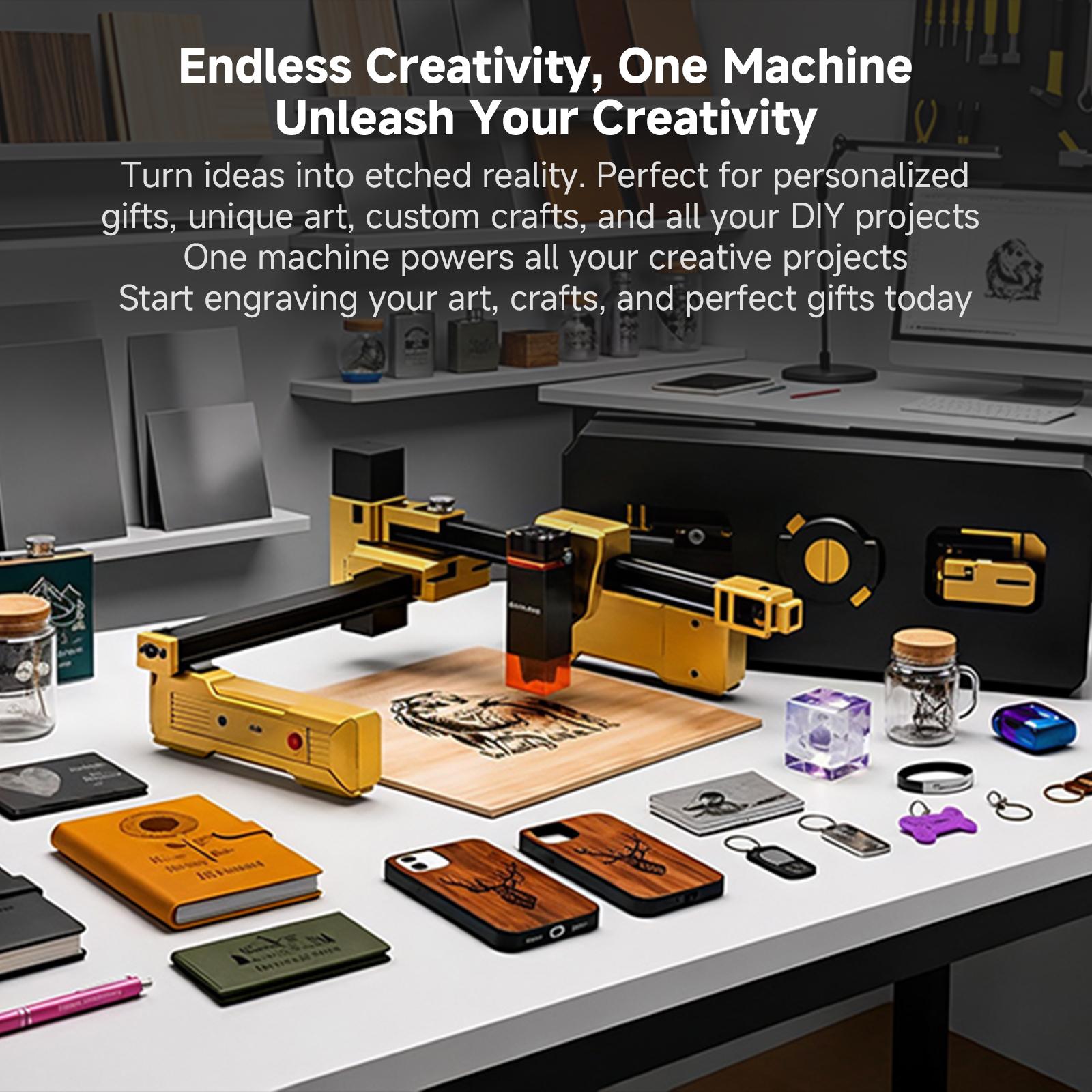 ARTILUME T1 Portable Wi-Fi Laser Engraving Machine, Pre-Assembled Folding Frame, APP Control, 0.01mm Precision, 10000mm/min Speed, Engraves Wood, Leather, Metal, Acrylic, Custom Design Tool for Creative Crafts,toolupgrade