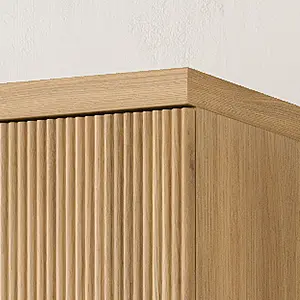 FUSOU 71'' Tall Storage Kitchen Pantry Cabinet with Adjustable Shelves&Fluted Door, 5-Tier Cabinet for Living Room Kitchen Dinning Room Bedroom, Oak