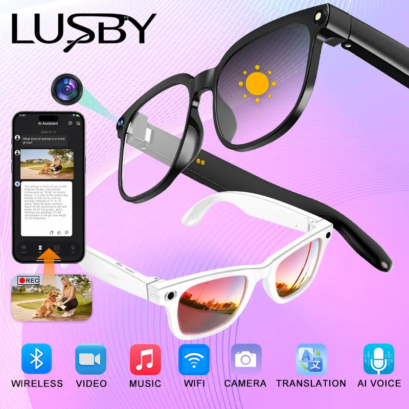 Gafas inteligentes con cámara e IA, 8 MP y protección UV