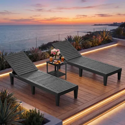 RIWENGO - Juego de 2 tumbonas para patio; sillas reclinables ajustables para exteriores, ideales para piscina, jardín, patio trasero o terraza.