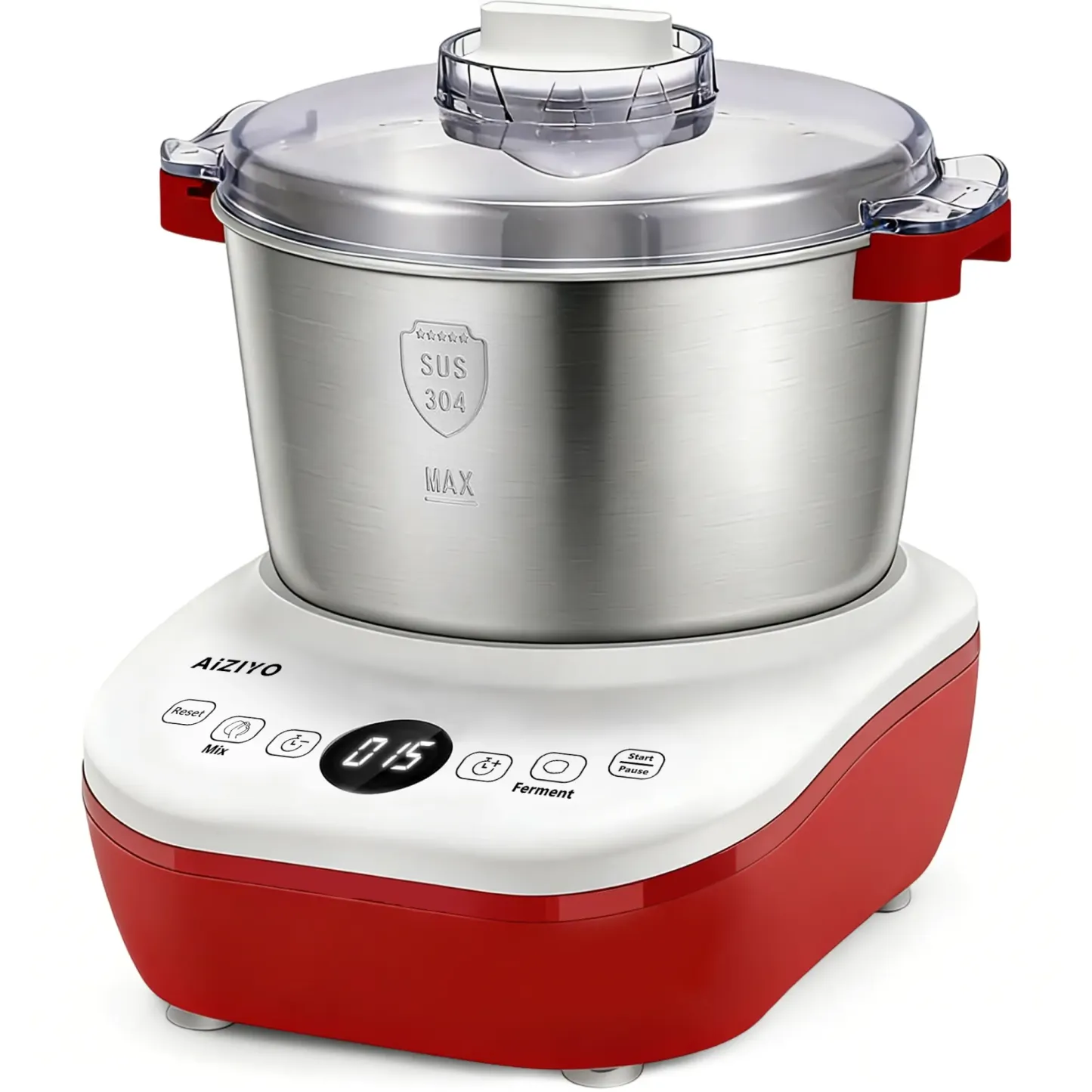 AIZIYO DoughChief — Mezcladora de masa eléctrica de 7 cuartos con función de fermentación, máquina de amasar con recipiente de acero inoxidable 304, control por microcomputadora, panel táctil frontal y fácil limpieza (Ideal para pan y pizza)