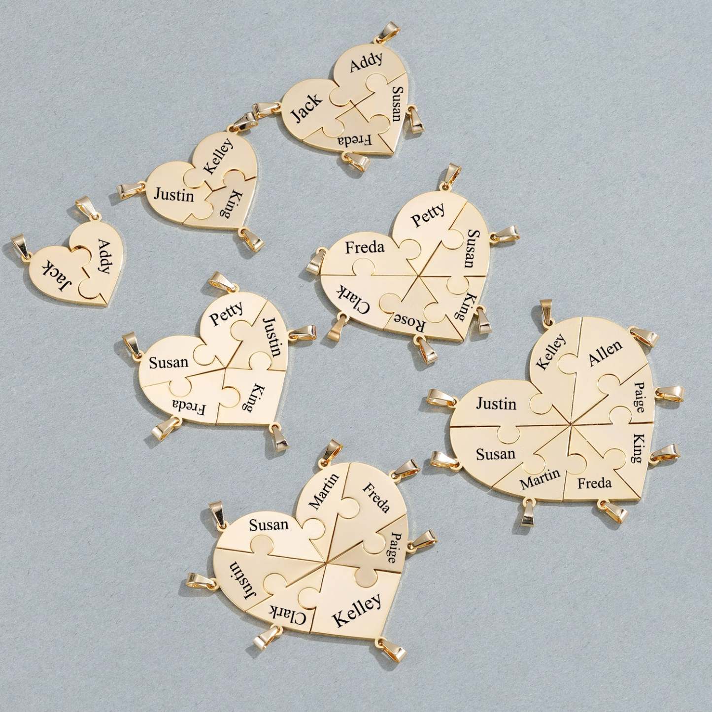 2 to 8 Friend Group Custom Engraved Name Necklaces