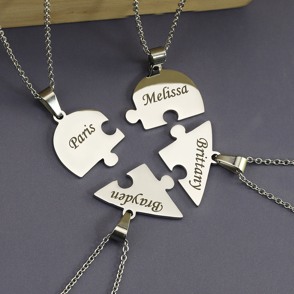 2 to 8 Friend Group Custom Engraved Name Necklaces