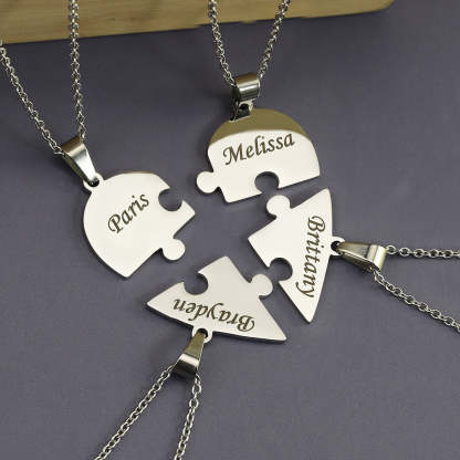 2 to 8 Friend Group Custom Engraved Name Necklaces