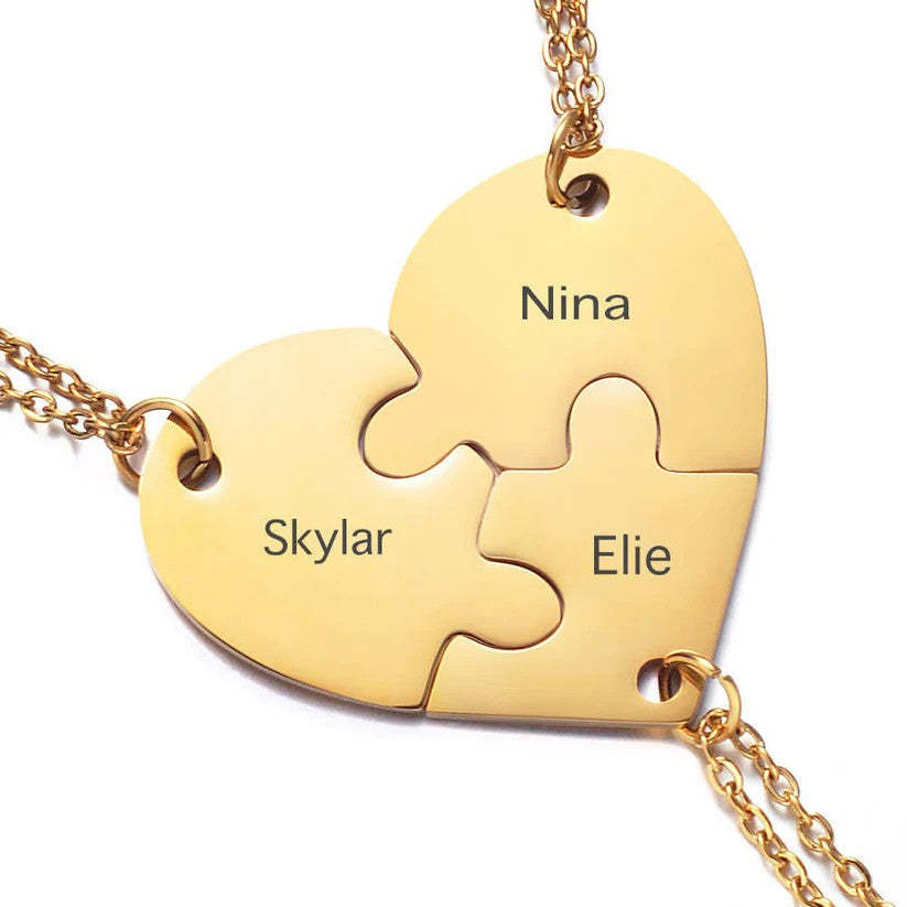 2 to 8 Friend Group Custom Engraved Name Necklaces