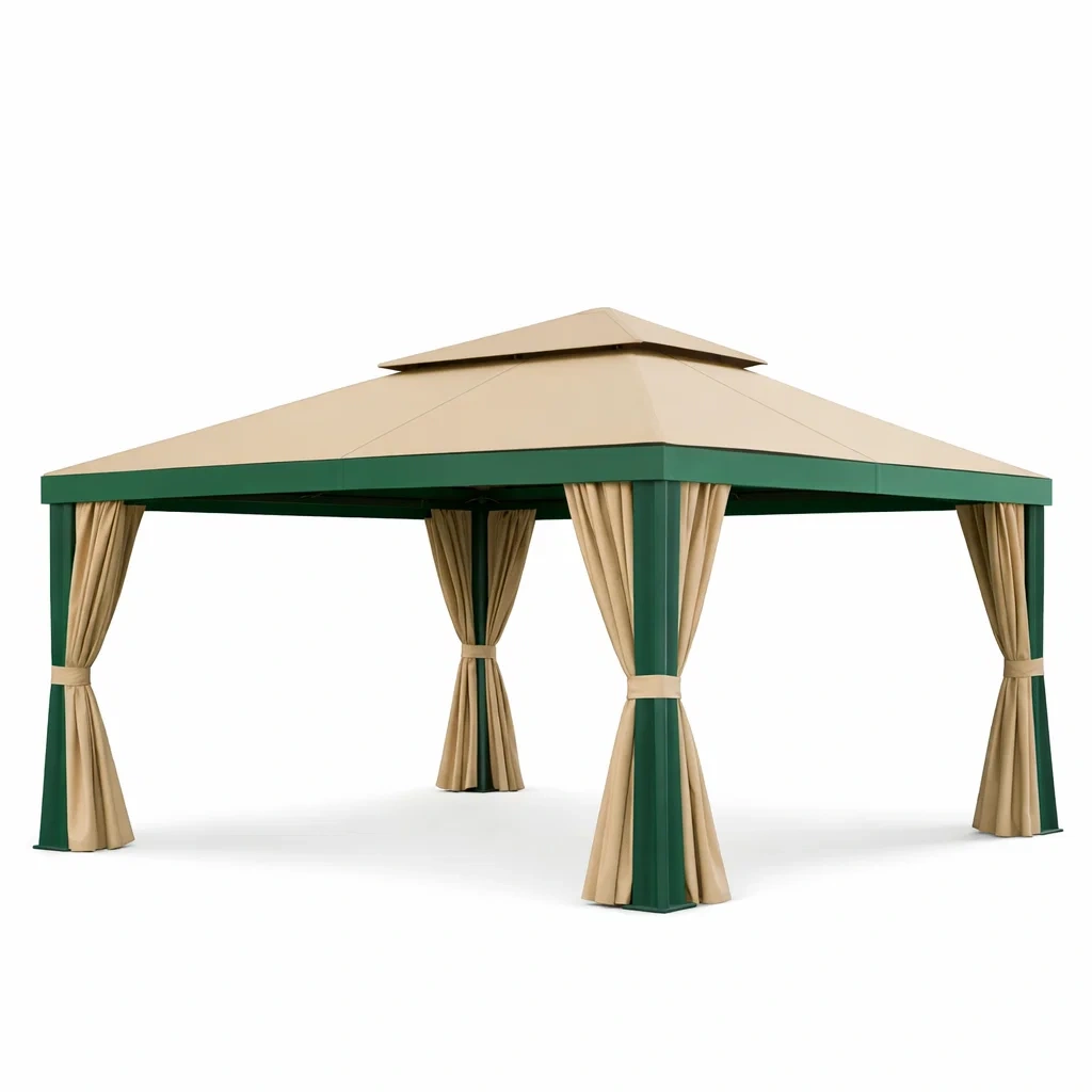 Pavillon zelt aluminium polyester beige grün-DWELLHARMONI