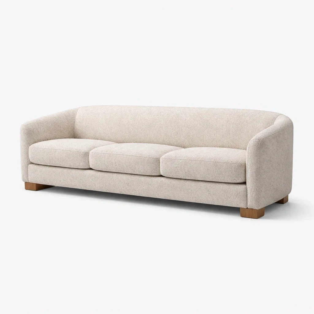 Sofa creme polyester holz-DWELLHARMONI