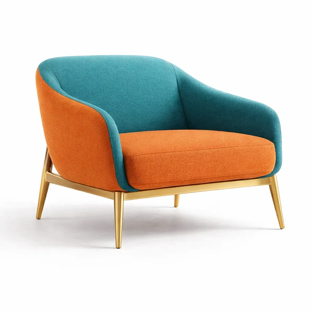 Sessel stoffsessel metallrahmen orange türkis-DWELLHARMONI