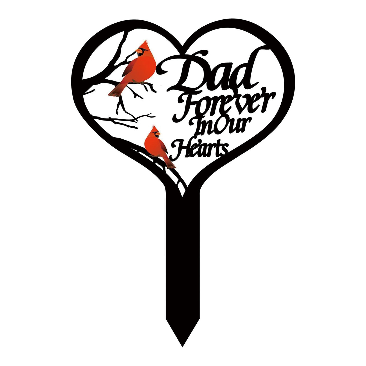 ❤Memorial Grave Markers For Cemetery, Heart Memorial Plaque Stake Cardinals Garden Stake Memorial Metal Grave Stake Decoration For Mom Dad Cemetery Outdoors Yard Garden