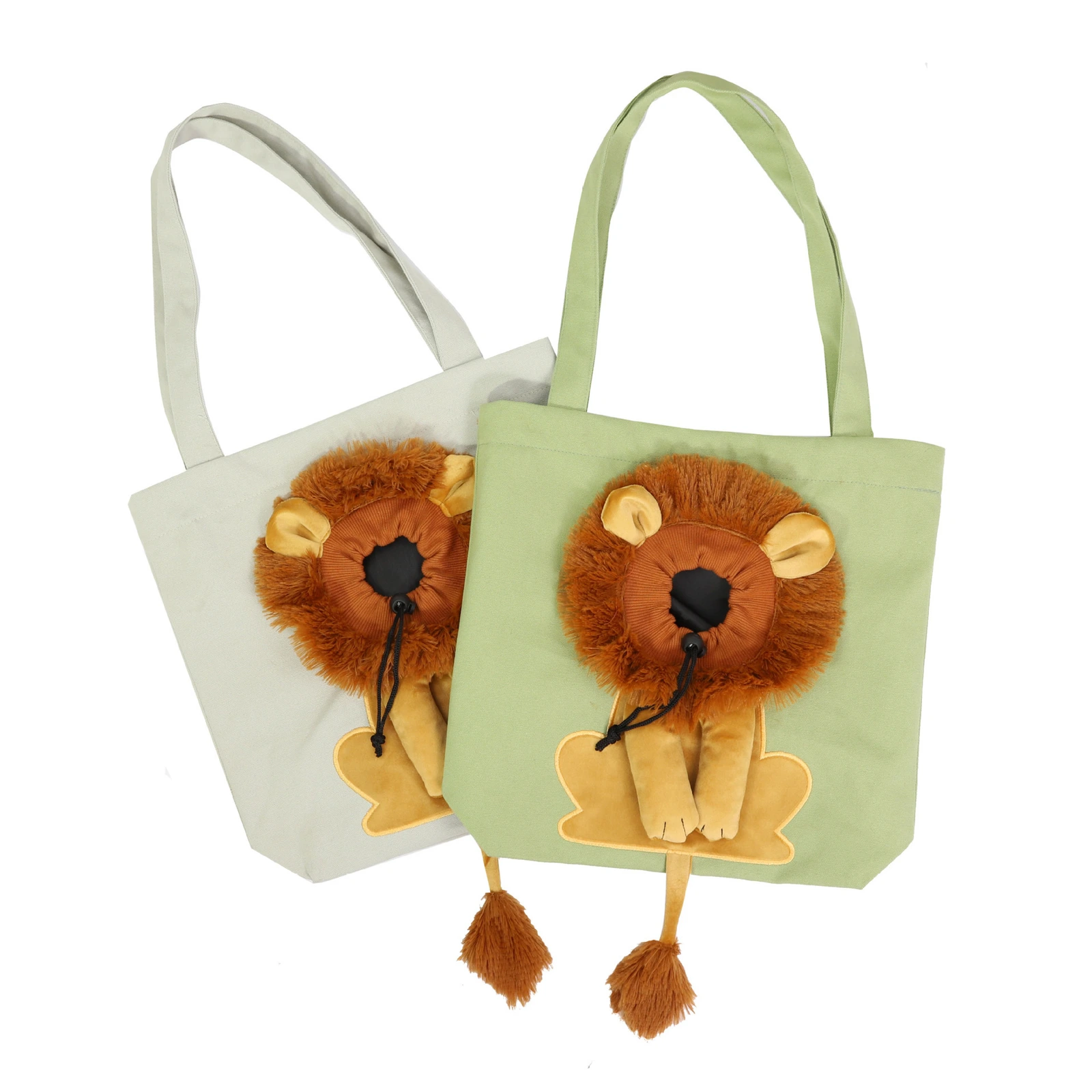 Sage green cream and charcoal Little Lion cat carriers