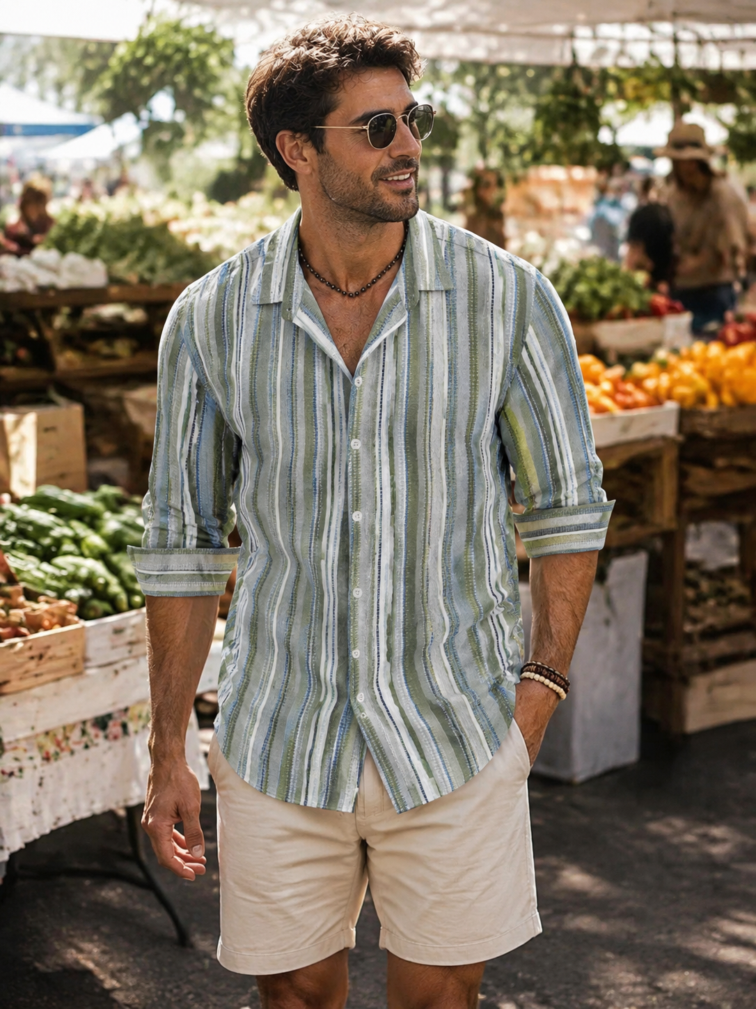 Green Mason shirt at a weekend market