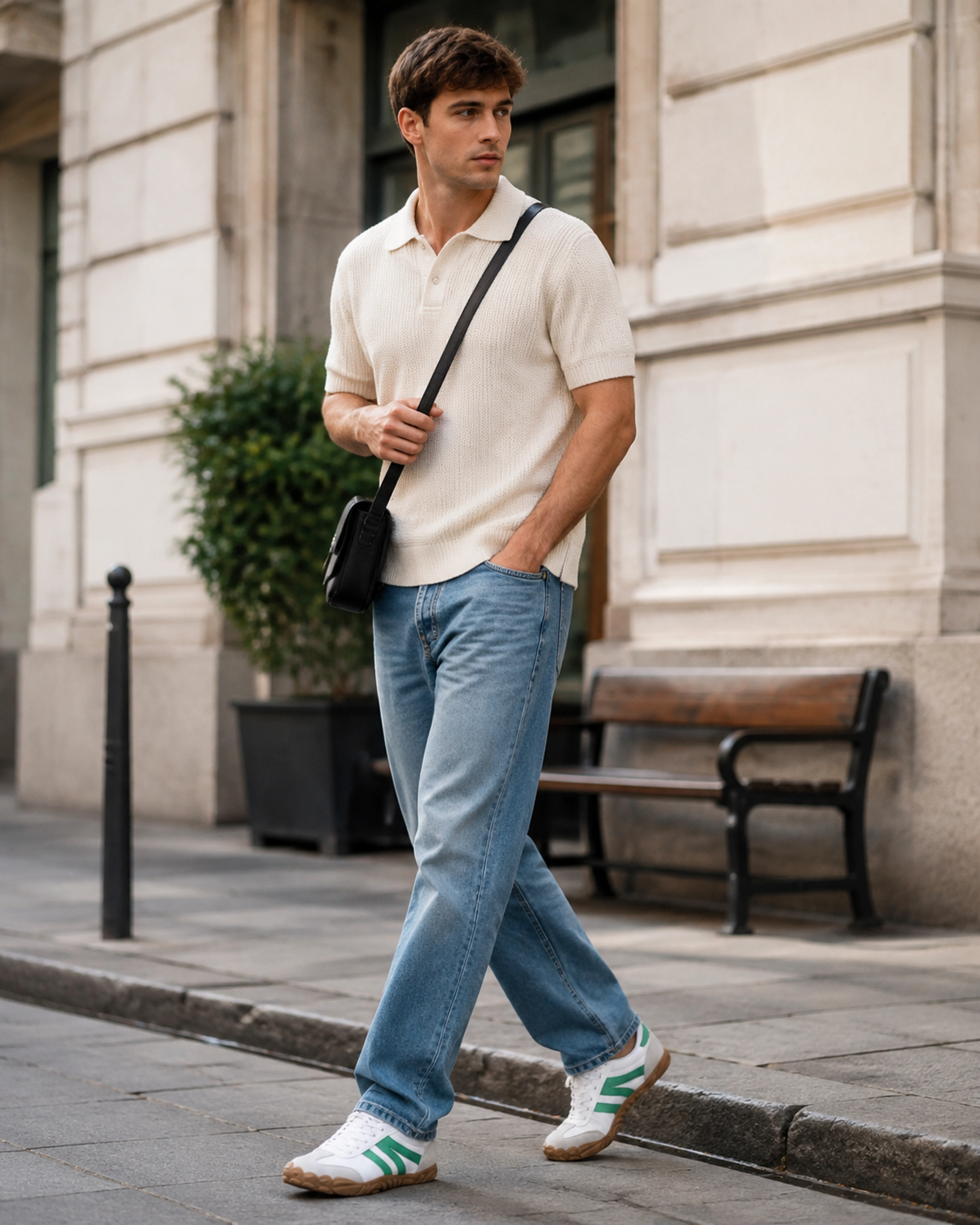 Retro Flex sneakers styled with a modern casual outfit
