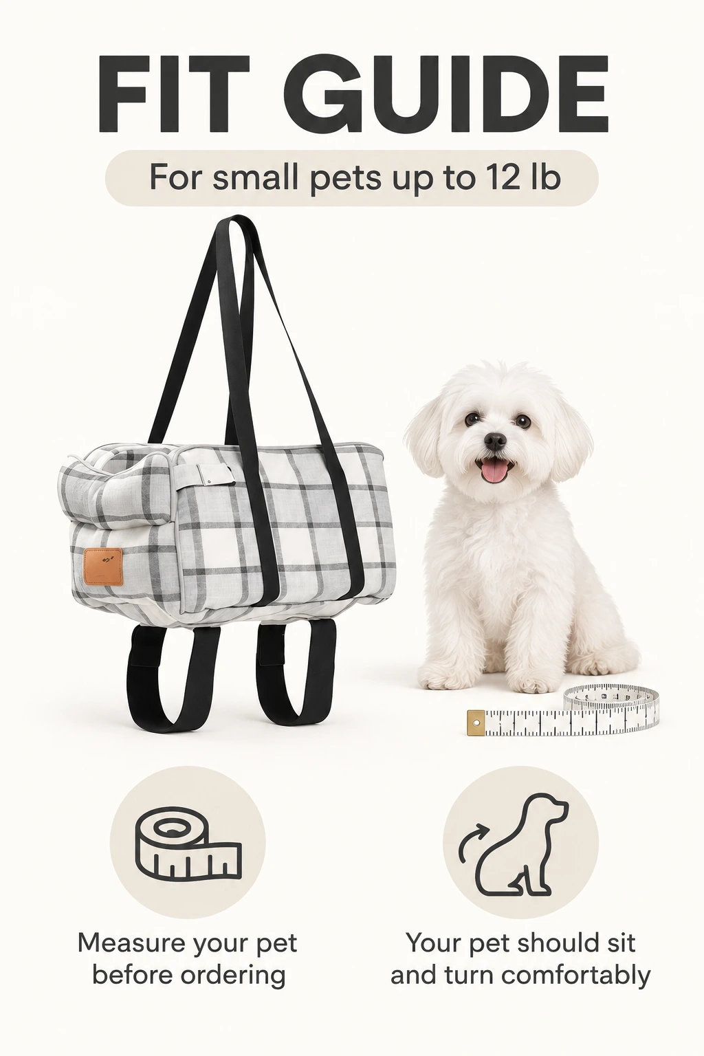 US fit guide for small pets up to 12 pounds