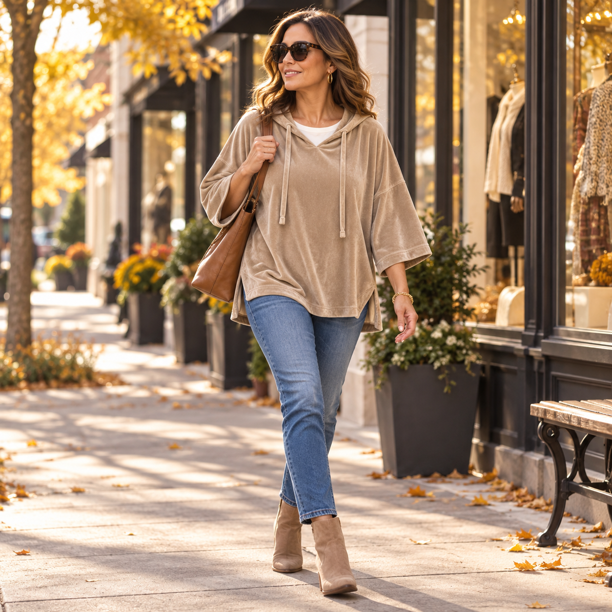 Veloura oversized velour hoodie styled for fall
