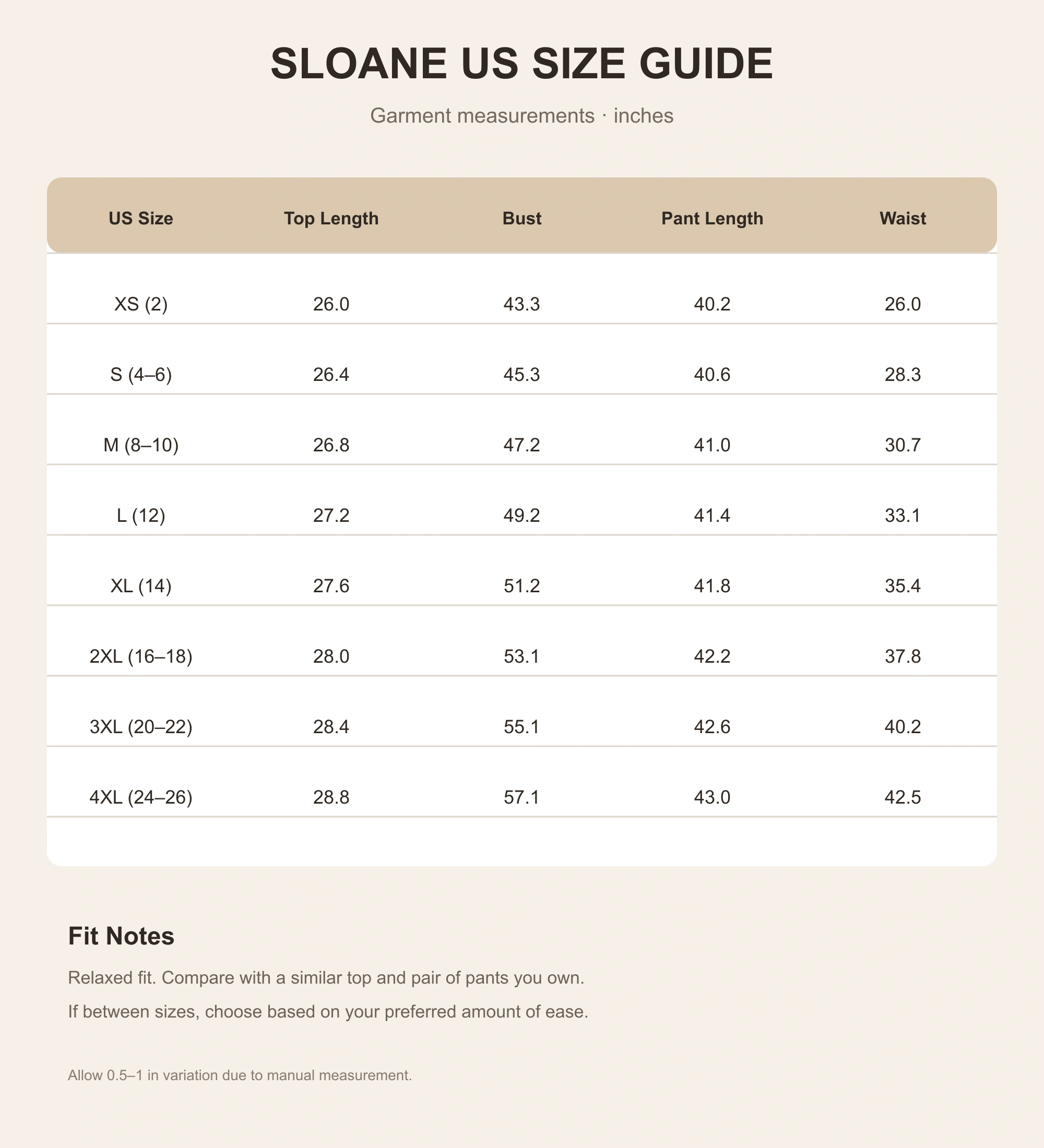 size guide