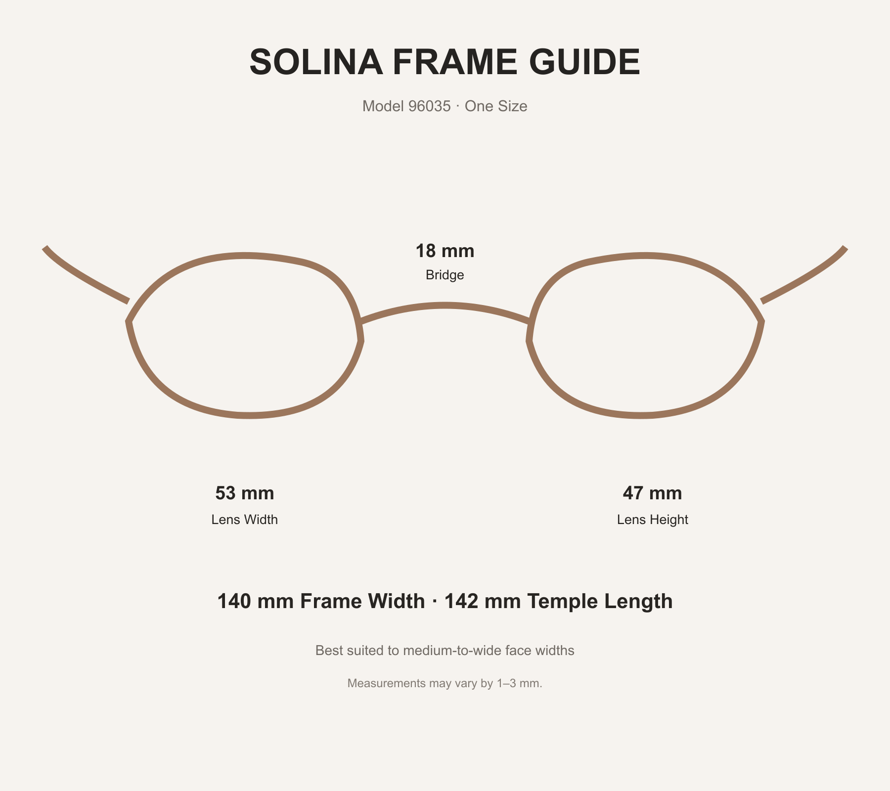 Solina 96035 frame measurements