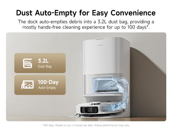 DREAME D30 Ultra Robot Vacuum and Mop, 25,000Pa Powerful Suction, All-in-One Base Station with 100 Days Auto-Empty, MopExtend Tech for Edge Cleaning, Smart Obstacle Avoidance, White DREAME D30 Ultra Robot Vacuum and Mop, 25,000Pa Powerful Suction, All-in-One Base Station with 100 Days Auto-Empty, MopExtend Tech for Edge Cleaning, Smart Obstacle Avoidance, White