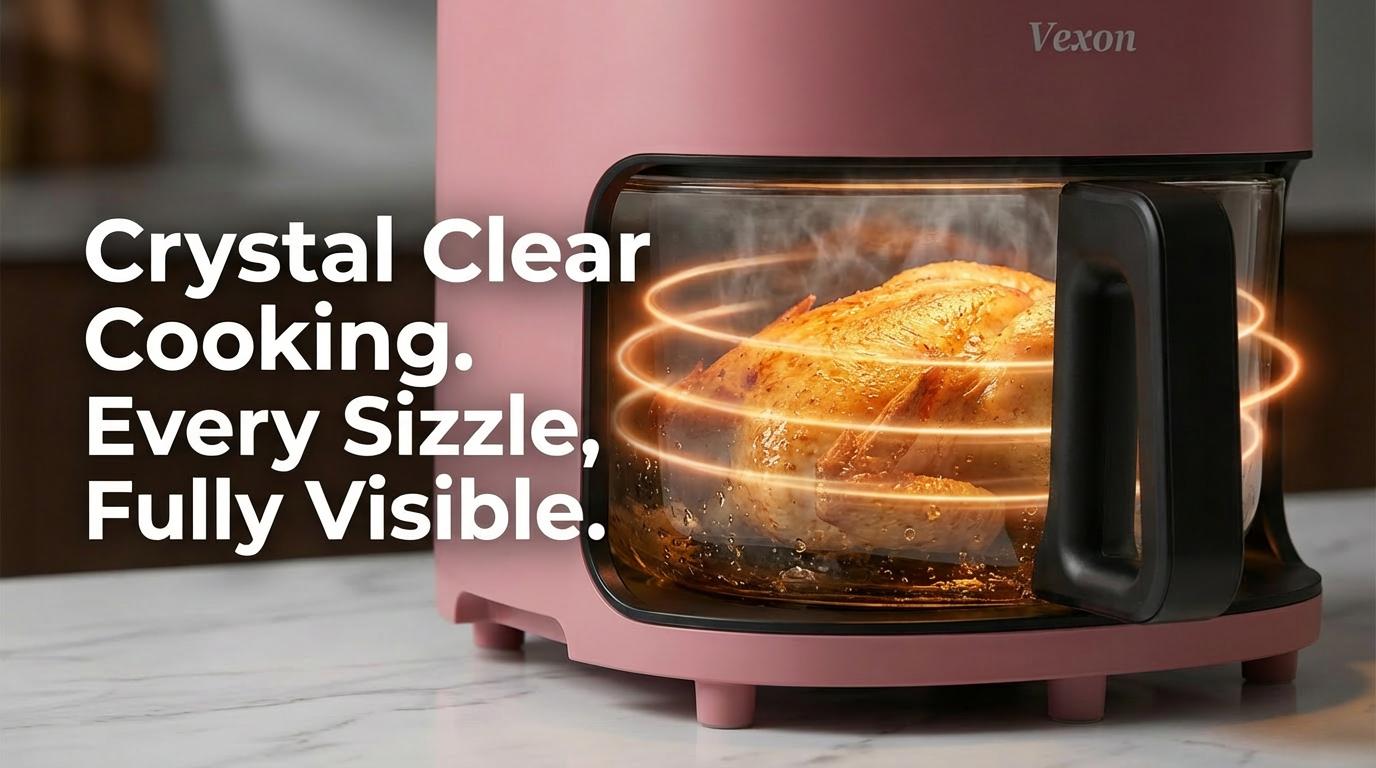 VEXON Aesthetic Pink Glass Air Fryer 4.5QT – 6-in-1 Digital Air Fryer with Viewing Window, 97% Less Oil, Quiet & Easy Clean, A Perfect Gift for your girl VEXON Aesthetic Pink Glass Air Fryer 4.5QT – 6-in-1 Digital Air Fryer with Viewing Window, 97% Less Oil, Quiet & Easy Clean, A Perfect Gift for your girl